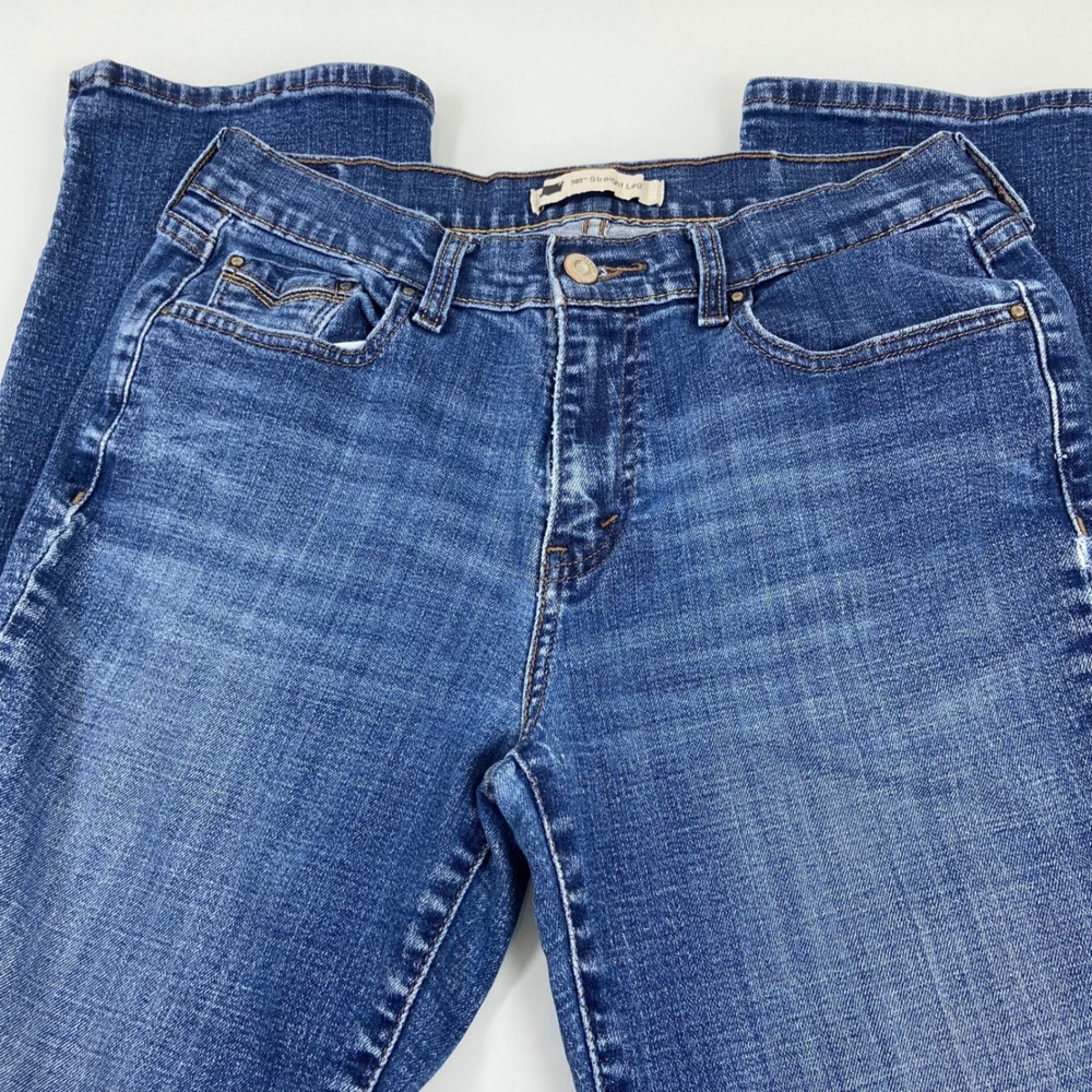 Levi's Womens 29 x28 Medium Blue 505 Straight Leg Jeans Faux Flap‎ Back Pockets